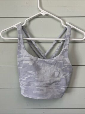 lululemon athletica Light Gray Camo Strappy Sports Bra